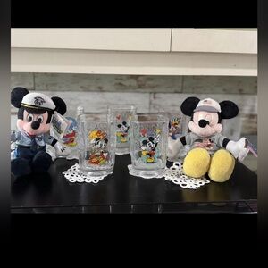 Walt Disney World McDonald’s Glass Cup Mickey Mouse Disney 2000 Set of 5 Square
